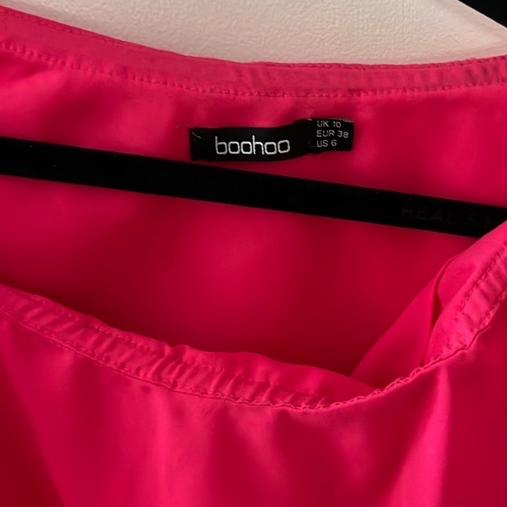 Hot pink one shoulder mini dress 6 - Picture 2 of 3
